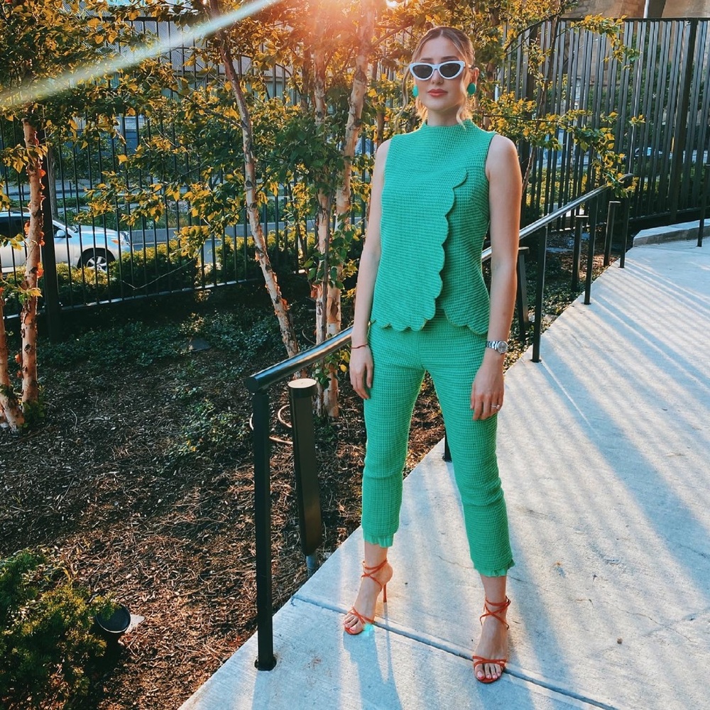 Vintage lime green two piece outfit